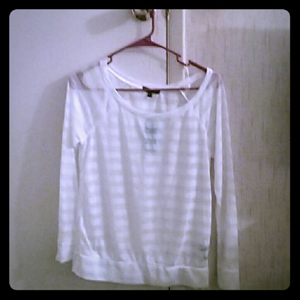 Mascara brand white see through long sleeve shirt.